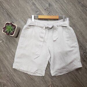 Cassis Linen Blend Shorts Tie Front Pockets Sz 6